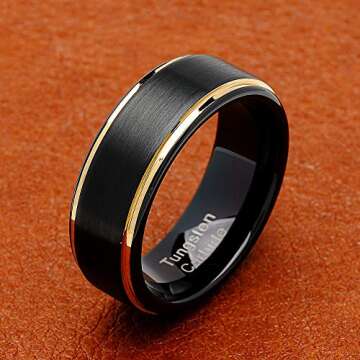 100S JEWELRY Tungsten Two Tone Wedding Band - Durable & Stylish
