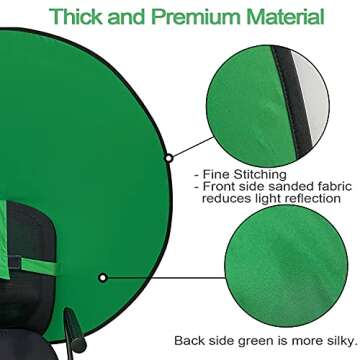 Sutekus Portable Webcam Background Round Green Screen Chair Backdrop for Home Video Conference Zoom Skype, 57" (Strap)