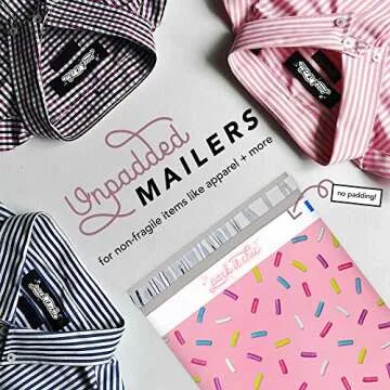 Pack It Chic - 10X13 (100 Pack) Sprinkles Pattern Poly Mailer Envelope Plastic Custom Mailing & Shipping Bags - Self Seal