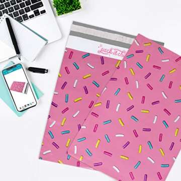 Pack It Chic - 10X13 (100 Pack) Sprinkles Pattern Poly Mailer Envelope Plastic Custom Mailing & Shipping Bags - Self Seal