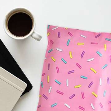 Pack It Chic - 10X13 (100 Pack) Sprinkles Pattern Poly Mailer Envelope Plastic Custom Mailing & Shipping Bags - Self Seal