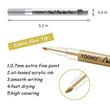 YOOHO Metallic Paint Pen Set for Multisurface Crafting  - 6 Pcs