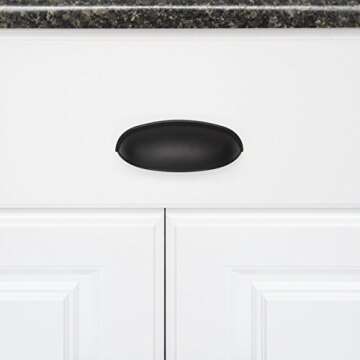 Amazon Basics Modern Bin Cup Drawer Pull, 4.13-inch Length (3-inch Hole Center), Flat Black, 10-Pack