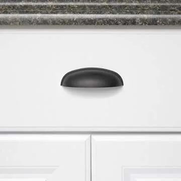 Amazon Basics Modern Bin Cup Drawer Pull, 4.13-inch Length (3-inch Hole Center), Flat Black, 10-Pack