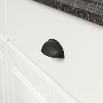 Amazon Basics Modern Bin Cup Drawer Pull, 4.13-inch Length (3-inch Hole Center), Flat Black, 10-Pack