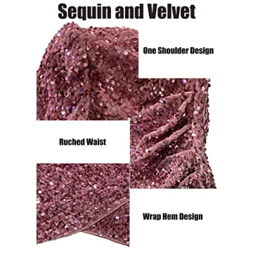 Feditch One Shoulder Sequin Dress for Parties and Club