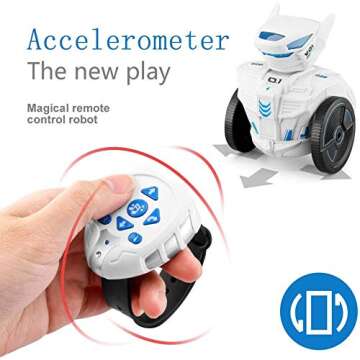 WomToy Remote Control Robot Car, 2.4G Remote Control Watch Remote Gravity Sensing Robot-Singing and ...
