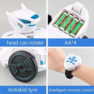 WomToy Remote Control Robot Car, 2.4G Remote Control Watch Remote Gravity Sensing Robot-Singing and Dancing with LED Lights Educational Toys for Children, for Kids Ages 6-12 Years Old