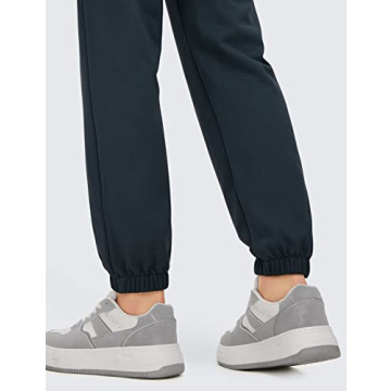 CRZ YOGA Cinch Bottom Sweatpants Women High Waisted, Thick Cotton Sweat Pants with Pockets Casual Lounge Athletic Joggers True Navy Large