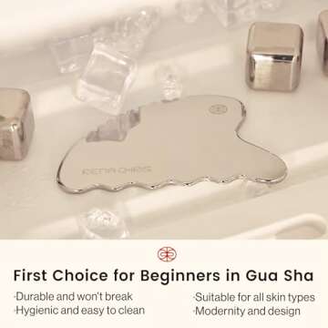 Rena Chris Body Gua Sha Tools, Stainless Steel GuaSha Tool, Manual Massage Sticks for Jawline Sculpting and Puffiness Reducing, Whole Body Skin Care Massager (Silver)