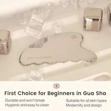 Rena Chris Body Gua Sha Tools, Stainless Steel GuaSha Tool, Manual Massage Sticks for Jawline Sculpting and Puffiness Reducing, Whole Body Skin Care Massager (Silver)