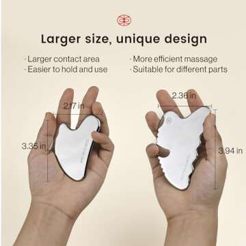 Rena Chris Body Gua Sha Tools, Stainless Steel GuaSha Tool, Manual Massage Sticks for Jawline Sculpting and Puffiness Reducing, Whole Body Skin Care Massager (Silver)