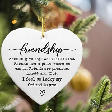 Friendship Ceramic Heart Gift, Sister Inspirational Gift, Friendship Present, Send Love, Best Friend Keepsake, For Women, Christmas Gift (I Feel So Lucky)