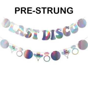 Last Disco Banner Bachelorette Party Decorations, Iridescent Silver Last Disco Banner for Western Cowgirl Bachelorette Bridal Shower Party, Retro Disco Party (Sliver)