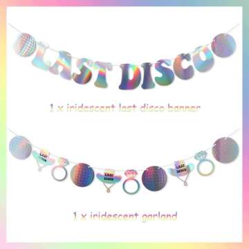 Last Disco Banner Bachelorette Party Decorations, Iridescent Silver Last Disco Banner for Western Cowgirl Bachelorette Bridal Shower Party, Retro Disco Party (Sliver)