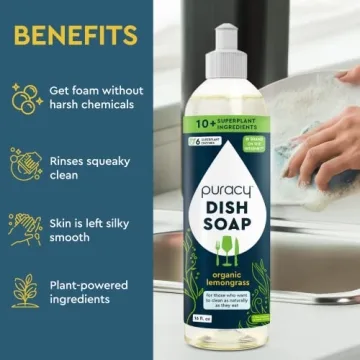 Puracy Natural Dish Soap - Eco-Friendly Dish Cleaner 3 Pack