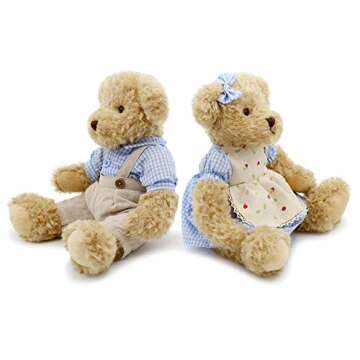 oits cute 2-Pack Teddy Bear,Cute Stuffed Animal,Couple Gift Soft Plush Toy 11inch (Blue Plaid Clothe...