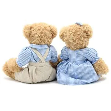 oits cute 2-Pack Teddy Bear,Cute Stuffed Animal,Couple Gift Soft Plush Toy 11inch (Blue Plaid Clothes)