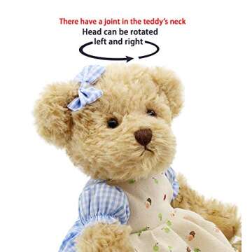 oits cute 2-Pack Teddy Bear,Cute Stuffed Animal,Couple Gift Soft Plush Toy 11inch (Blue Plaid Clothes)