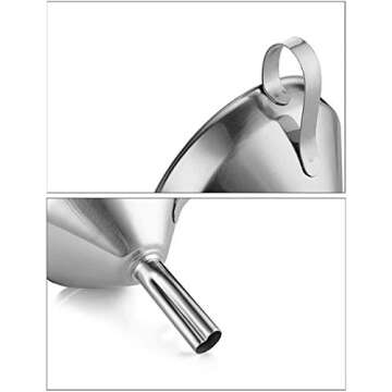 3 Pieces Funnel Durable Stainless Steel Kitchen Funnels with Strainer-Ideal for Transferring of Spices Liquid Powder Bean jam Canning Dishwasher Safe Funnels Set