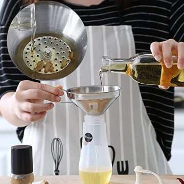 3 Pieces Funnel Durable Stainless Steel Kitchen Funnels with Strainer-Ideal for Transferring of Spices Liquid Powder Bean jam Canning Dishwasher Safe Funnels Set