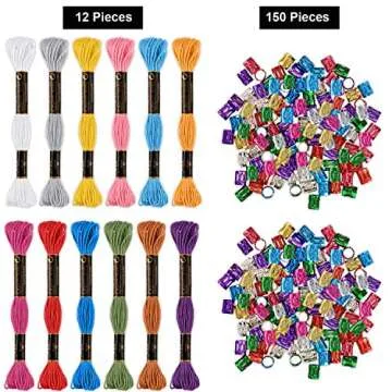 162 Pieces Hair Accessory Set - 12 Braiding Strings for Hair and 150 Metal Cuffs in Colorful Designs