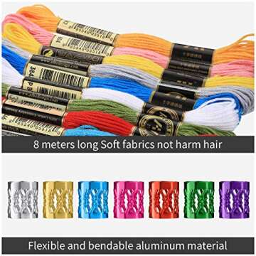 162 Pieces Hair Accessory Set - 12 Braiding Strings for Hair and 150 Metal Cuffs in Colorful Designs
