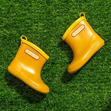 Tree Grandpa Yellow Toddler Rain Boots for Boys and Girls