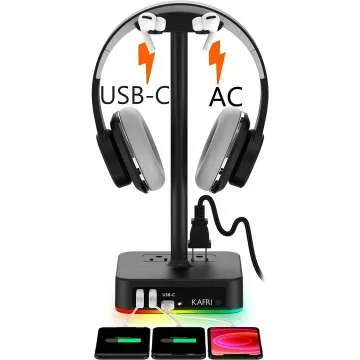 KAFRI RGB Headphone Stand with USB Charger
