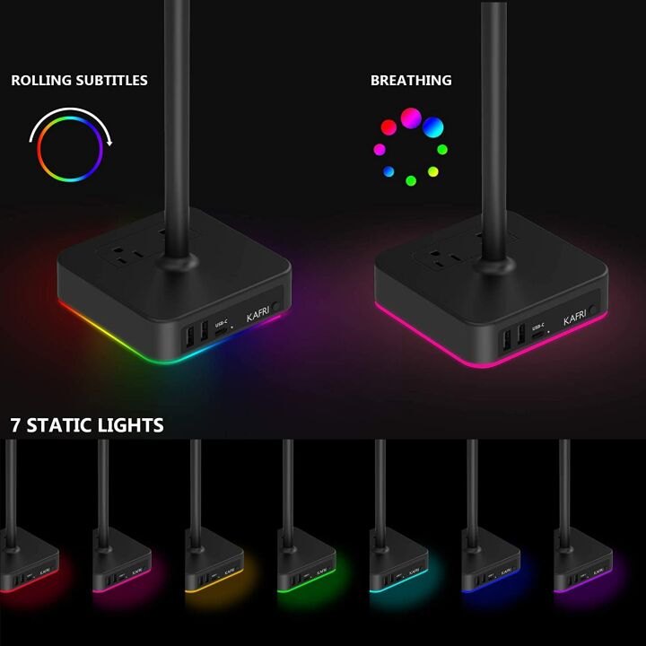 KAFRI RGB Headphone Stand with USB Charger