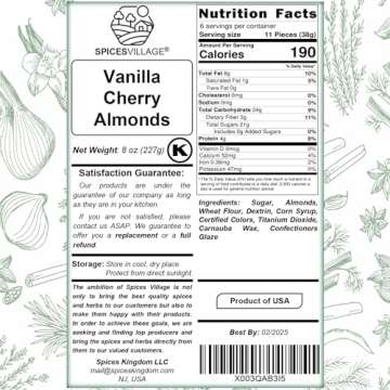 Spices Village Premium Jordan Almonds, Vanilla & Cherry Flavored, Crunchy Candy Coated Almonds, 8 oz, Perfect for Weddings, Baby Showers, Parties, Favors, and Gifting, Kosher Certified