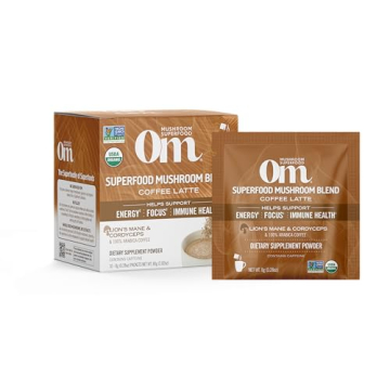 OM Mushroom Superfood Coffee Latte Blend - 10 Pack of Mushroom Powder for Energy & Clarity