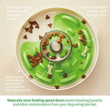 PetDreamHouse Spin Interactive Slow Feeder Bowl for Dogs - UFO Green - Skill Level: Tricky - Fun and Healthy Feeding with Movable, Adjustable Center Puzzle Piece for All Dogs and Food Types