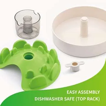 PetDreamHouse Spin Interactive Slow Feeder Bowl for Dogs - UFO Green - Skill Level: Tricky - Fun and Healthy Feeding with Movable, Adjustable Center Puzzle Piece for All Dogs and Food Types