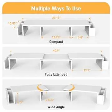 Simple Houseware Dual Monitor Stand with Drawer - White