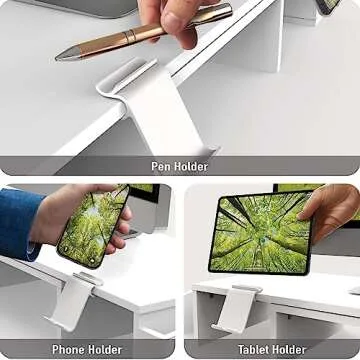 Simple Houseware Dual Monitor Stand with Drawer - White