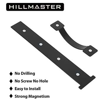 HILLMASTER Garage Door Magnetic Decorative Hardware, 6 Pieces Rectangle Garage Door Magnets Accents Curb Appeal Faux Hinges and Handles Garage Door Decor Hardware Kit, Black(4 Hinges+2 Handles)