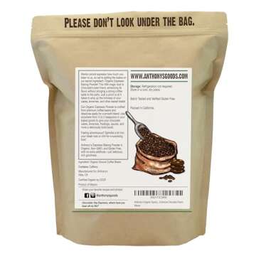 Anthony's Organic Espresso Baking Powder, 5 oz, Gluten Free, Non GMO, Enhances Chocolate Flavor