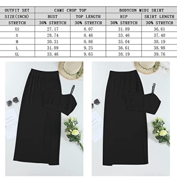 Stylish Women's Knit Cami Crop Top and Bodycon Skirt Set