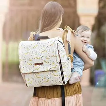 Petunia Pickle Bottom Boxy Backpack Diaper Bag for Parents | Top-Selling Stylish Baby Bag | Sophisticated & Spacious Backpack for On The Go Moms | Disney's Beauty & The Beast - Whimsical Belle