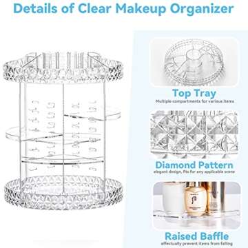 Kingtaily Rotating Makeup Organizer Spinning for Vanity, 360 Rotation with 6 Adjustable Layers, Larg...