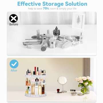 Kingtaily Rotating Makeup Organizer Spinning for Vanity, 360 Rotation with 6 Adjustable Layers, Large Capacity Vanity Skin-care Organizers Clear Perfume