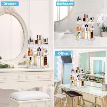 Kingtaily Rotating Makeup Organizer Spinning for Vanity, 360 Rotation with 6 Adjustable Layers, Large Capacity Vanity Skin-care Organizers Clear Perfume