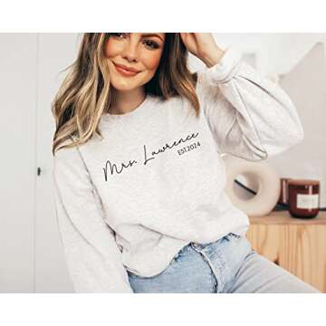 Mrs Sweatshirt - Custom Mrs Sweatshirt - New Mrs - Honeymoon Pajamas - Wedding Gift - Future Mrs. Gift