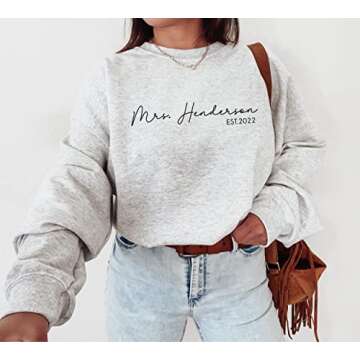 Mrs Sweatshirt - Custom Mrs Sweatshirt - New Mrs - Honeymoon Pajamas - Wedding Gift - Future Mrs. Gift