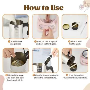 Anpro Candle Making Supplies, Candle Making Kit w/Wax Melter, DIY Gift for Kids, Beginners, Including 70w Electronic Stove, 900ml Candle Make Pot,Candle Wicks,Wicks Holder,Thermometers(Pink)