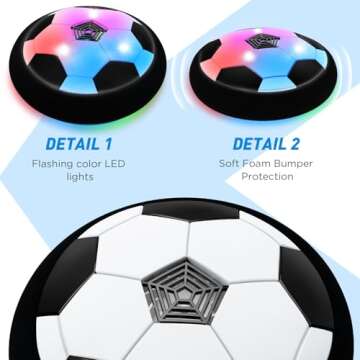 KKONES Kids Toys Hover Soccer Ball (Set of 2), Battery Operated Air Floating Soccer Ball with LED Li...