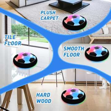 KKONES Kids Toys Hover Soccer Ball (Set of 2), Battery Operated Air Floating Soccer Ball with LED Light and Soft Foam Bumper for Indoor Outdoor Game, Gifts for Age 3 4 5 6 7 8-16 Year Old Boys Girls