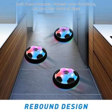 KKONES Kids Toys Hover Soccer Ball (Set of 2), Battery Operated Air Floating Soccer Ball with LED Light and Soft Foam Bumper for Indoor Outdoor Game, Gifts for Age 3 4 5 6 7 8-16 Year Old Boys Girls