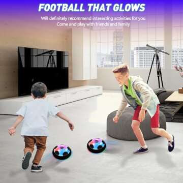 KKONES Kids Toys Hover Soccer Ball (Set of 2), Battery Operated Air Floating Soccer Ball with LED Light and Soft Foam Bumper for Indoor Outdoor Game, Gifts for Age 3 4 5 6 7 8-16 Year Old Boys Girls